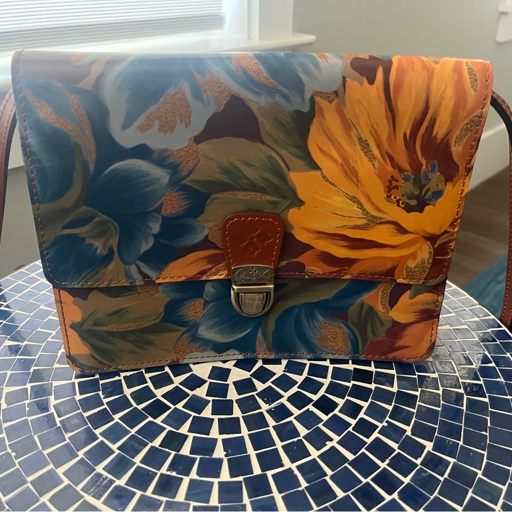 Patricia Nash Leather Multicolor Floral Crossbody Bag NWOT